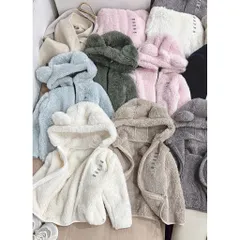 Áo khoác lông tai gấu dày dặn, ấm áp cho bé trai và bé gái 8-20kg