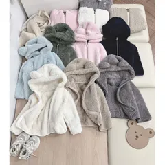 Áo khoác lông tai gấu dày dặn, ấm áp cho bé trai và bé gái 8-20kg