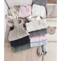 Áo khoác lông tai gấu dày dặn, ấm áp cho bé trai và bé gái 8-20kg