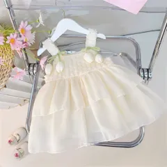 Váy bé gái, váy tơ ren 2 dây mềm mát gắn sticker cho bé 10-30kg