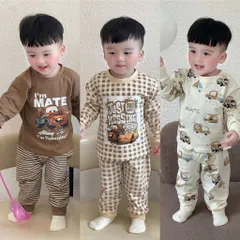 Quần áo thu đông bé trai, set bộ dài tay chất cottob hoan tiết hoạt hình Mate và xe kéo vui nhộn cho bé 8-27kg