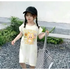 Váy bé gái, váy cotton sát nách dáng suông họa tiết Baby Three cho bé 10-35kg