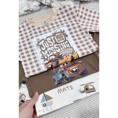 Quần áo thu đông bé trai, set bộ dài tay chất cottob hoan tiết hoạt hình Mate và xe kéo vui nhộn cho bé 8-27kg