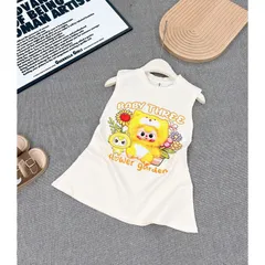 Váy bé gái, váy cotton sát nách dáng suông họa tiết Baby Three cho bé 10-35kg
