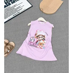 Váy bé gái, váy cotton sát nách dáng suông họa tiết Baby Three cho bé 10-35kg