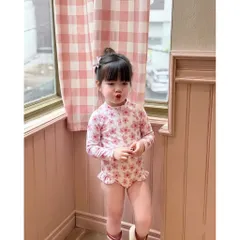 Bikini cho bé gái, set đồ bơi liền thân dài tay hoạ tiết hoa và gà con chất su dày dặn cho bé 9-26kg
