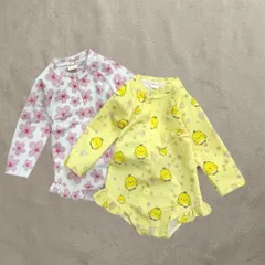 Bikini cho bé gái, set đồ bơi liền thân dài tay hoạ tiết hoa và gà con chất su dày dặn cho bé 9-26kg