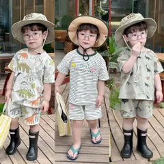 Quần áo bé trai, set bộ cộc tay chất cotton hoạ tiết khủng long cho bé từ 9-26kg