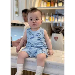 Set bộ bé trai sát nách, bộ bé trai thông hơi hoạ tiết KL cho bé 9-27kg