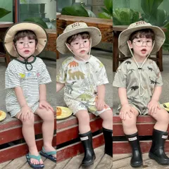 Quần áo bé trai, set bộ cộc tay chất cotton hoạ tiết khủng long cho bé từ 9-26kg
