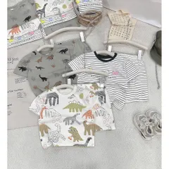 Quần áo bé trai, set bộ cộc tay chất cotton hoạ tiết khủng long cho bé từ 9-26kg
