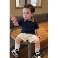 Quần áo bé trai, set bộ áo polo cổ kẻ sang trọng và quần short kaki mềm mại cho bé 9-25kg