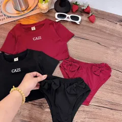 Đồ bơi bé gái, set bộ bikini 2 mảnh CAZY cho bé 10-35kg