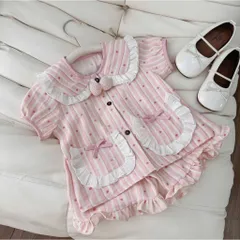 Bộ đồ ngủ bé gái, Pijama tiểu thư chất đũi lụa mềm mát tone màu hồng Pastel cho bé 9-26kg