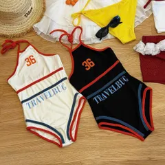 Đồ bơi bé gái, bikini liền thân hoạ tiết Travelbug nổi bật cho bé 10-23kg