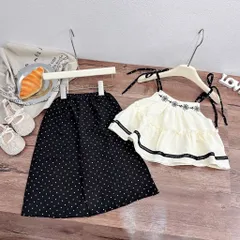 Quần áo bé gái, set bộ áo 2 dây đũi kèm quần suông chấm bi cho bé 10-30kg