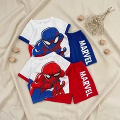 Quần áo bé trai, set bộ cộc tay chất cotton siêu anh hùng người nhện xịn sò cho bé