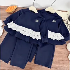 Quần áo dài tay bé gái, set bộ thu đông chất nỉ vạt áo phối ren thô boi kèm quần ống suông cho bé 10-30kg