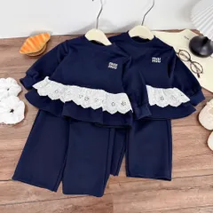 Quần áo dài tay bé gái, set bộ thu đông chất nỉ vạt áo phối ren thô boi kèm quần ống suông cho bé 10-30kg