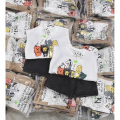 Quần áo bé trai, set bộ áo cotton tay hến họa tiết động vật kèm quần short jean cho bé 9-25kg