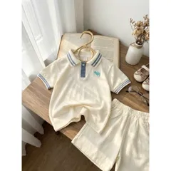Quần áo bé trai, set bộ áo polo cộc tay thêu hình lá kèm quần short đùi cho bé 8-20kg