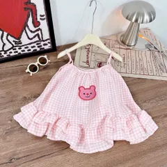Váy cho bé gái, váy 2 dây kẻ caro dáng babydoll bèo 2 tầng bồng bềnh cho bé 10-30kg