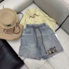 Quần đùi bé gái, quần short jean thêu hình mèo cho bé 18-50kg