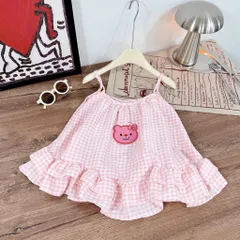 Váy cho bé gái, váy 2 dây kẻ caro dáng babydoll bèo 2 tầng bồng bềnh cho bé 10-30kg
