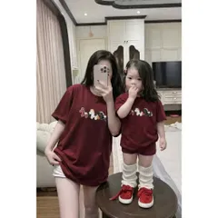 Áo phông mẹ và bé, áo cotton thêu đâp 3 chú ngựa size 9-65kg