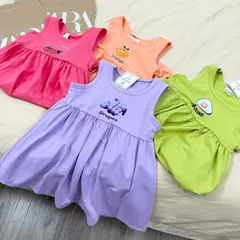 Váy bé gái, váy cotton sát nách họa tiết dễ thương cho bé 10-35kg