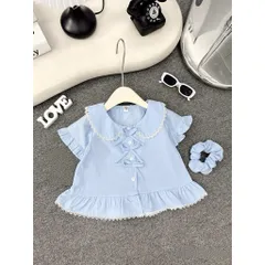 Áo sơ mi bé gái, áo sơ mi bánh bèo chất thô Hàn mềm mát cho bé 10-30kg