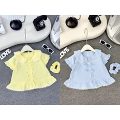 Áo sơ mi bé gái, áo sơ mi bánh bèo chất thô Hàn mềm mát cho bé 10-30kg