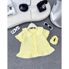 Áo sơ mi bé gái, áo sơ mi bánh bèo chất thô Hàn mềm mát cho bé 10-30kg