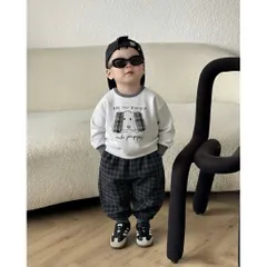 Quần áo thu đông bé trai, Set bộ nỉ cotton ấm áp họa tiết thêu đắp chó Cute Happy kèm quần dạ kẻ cho bé 8–24kg