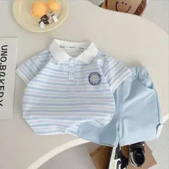 Quần áo bé trai, set bộ áo polo cộc tay kẻ xanh kèm quần Short Kaki cho bé size 8-25kg
