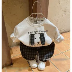 Quần áo thu đông bé trai, Set bộ nỉ cotton ấm áp họa tiết thêu đắp chó Cute Happy kèm quần dạ kẻ cho bé 8–24kg