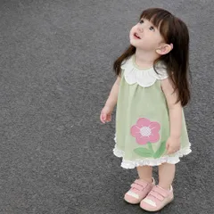 Váy cho bé gái, váy suông sát nách cổ cánh hoa chất thô hàn mềm mát cho bé 10-30kg