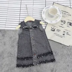Váy cho bé gái, váy Jean suông cổ nơ năng động cho bé gái 10-32kg