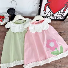 Váy cho bé gái, váy suông sát nách cổ cánh hoa chất thô hàn mềm mát cho bé 10-30kg