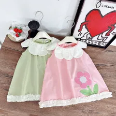 Váy cho bé gái, váy suông sát nách cổ cánh hoa chất thô hàn mềm mát cho bé 10-30kg