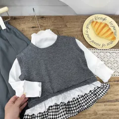 Quần áo bé gái, set bộ thu đông 3ct: áo len ghile màu ghi, áo thun và quần suông cho bé 10-35kg