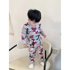 Quần áo thu đông bé trai, set bộ quần áo dài tay chất cotton nhện chibi cho bé 9-24kg
