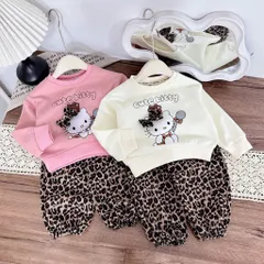 Quần áo thu đông bé gái, set bộ nỉ 2 da hoạ tiết CUTE KITTY kèm quần ống bo da beo cho bé 10-30kg