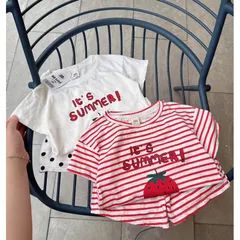 Quần áo bé gái, set bộ cộc tay chất cotton xước họa tiết IT’S SUMMER cho bé 8-27kg