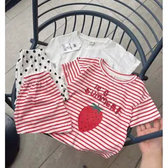 Quần áo bé gái, set bộ cộc tay chất cotton xước họa tiết IT’S SUMMER cho bé 8-27kg