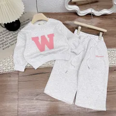 Loại 1- Quần áo thu đông bé gái, set bộ nỉ 2 da thêu đắp chữ W cho bé 10-35kg