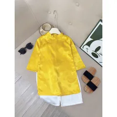 Áo dài cách tân bé trai, set áo dài gấm lụa cao cấp 4 màu cho bé 10-30kg