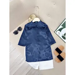Áo dài cách tân bé trai, set áo dài gấm lụa cao cấp 4 màu cho bé 10-30kg