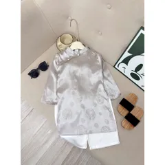 Áo dài cách tân bé trai, set áo dài gấm lụa cao cấp 4 màu cho bé 10-30kg