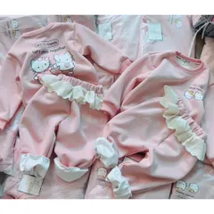 Quần áo thu đông bé gái, set bộ nỉ 2 da màu hồng pastel hoạ tiết nỉ Hello kitty cho bé 10-30kg